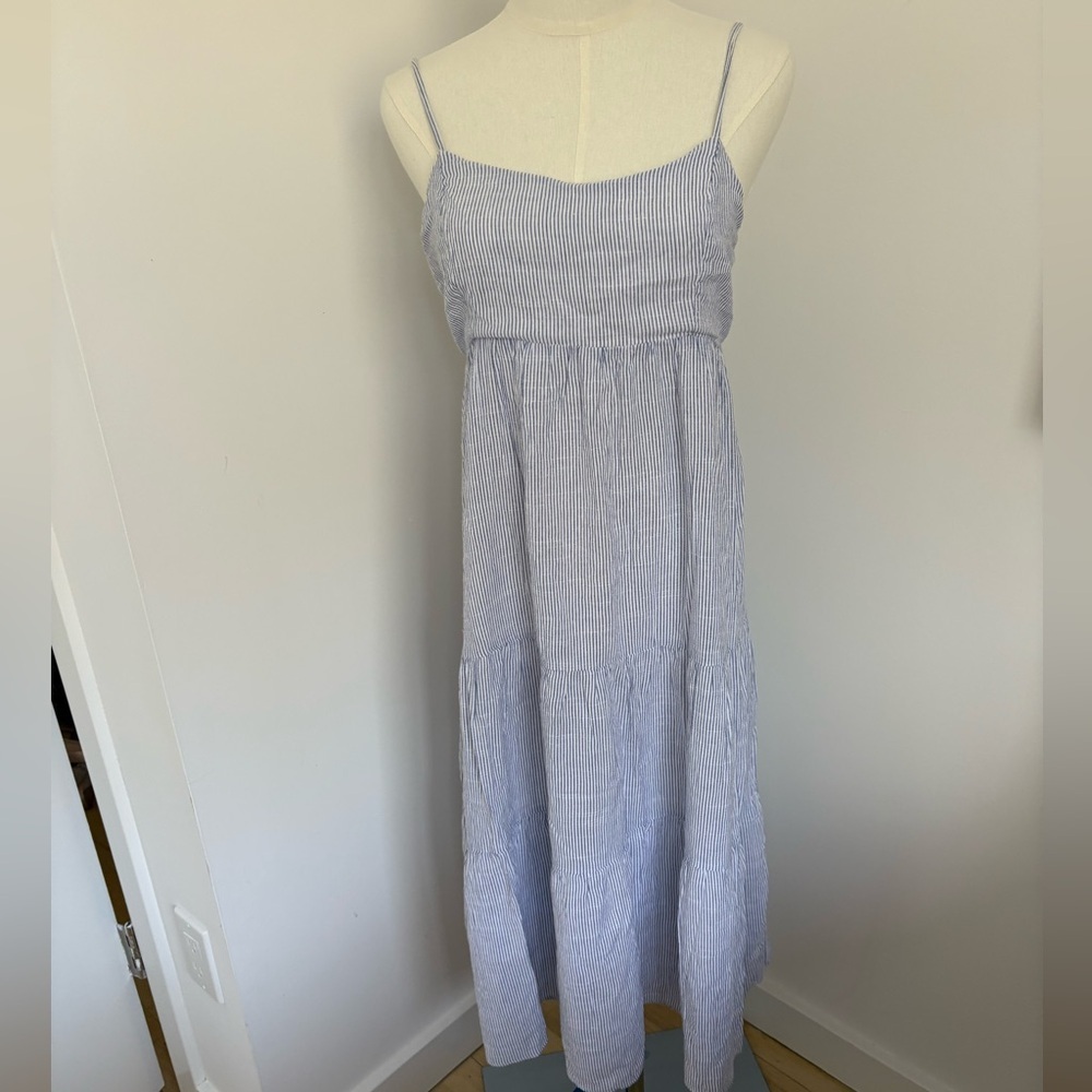 Aqua Bloomingdales Blue and White Striped Maxi Dress